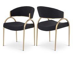 Privet Black Linen Textured Fabric Dining Chair, Set of 2