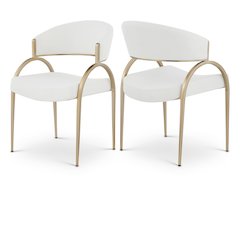 Privet Cream Linen Textured Fabric Dining Chair, Set of 2