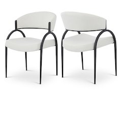 Privet Cream Linen Textured Fabric Dining Chair, Set of 2