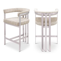 Marcello Beige Velvet Counter Stool, Set of 2
