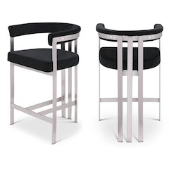 Marcello Black Velvet Counter Stool, Set of 2