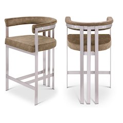 Marcello Brown Velvet Counter Stool, Set of 2