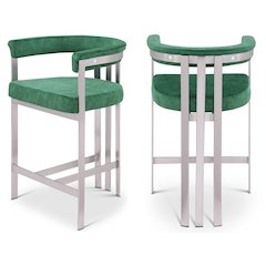 Marcello Green Velvet Counter Stool, Set of 2