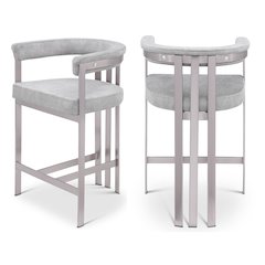 Marcello Grey Velvet Counter Stool, Set of 2