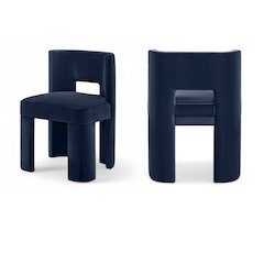 Zuno Navy Velvet Performance Fabric Upholstered Dining Chair