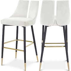 Sleek Cream Velvet Stool, Set of 2