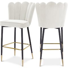 Lily Cream Velvet Stool, Set of 2