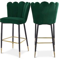 Lily Green Velvet Stool, Set of 2