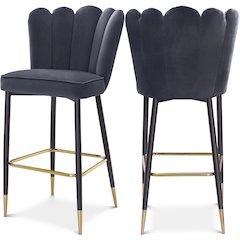 Lily Grey Velvet Stool, Set of 2