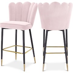 Lily Pink Velvet Stool, Set of 2