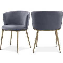 Skylar Grey Velvet Dining Chair, Set of 2