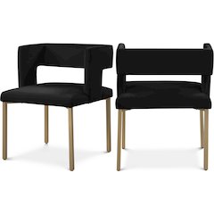 Caleb Black Velvet Dining Chair, Set of 2
