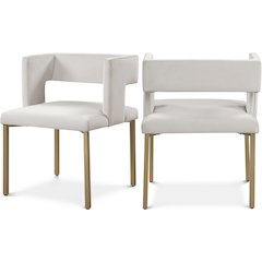 Caleb Cream Velvet Dining Chair, Set of 2