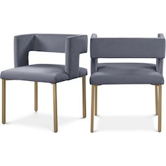 Caleb Grey Velvet Dining Chair, Set of 2