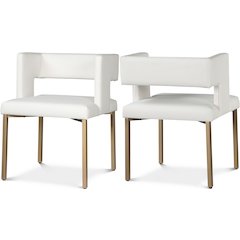 Caleb White Vegan Leather Dining Chair, Set of 2