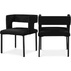 Caleb Black Velvet Dining Chair, Set of 2