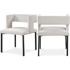 Caleb Cream Velvet Dining Chair, Set of 2