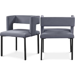 Caleb Grey Velvet Dining Chair, Set of 2