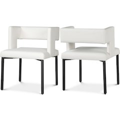 Caleb White Vegan Leather Dining Chair, Set of 2