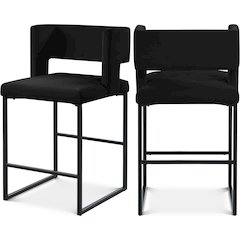 Caleb Black Velvet Counter Stool, Set of 2