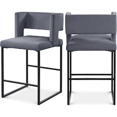 Caleb Grey Velvet Counter Stool, Set of 2