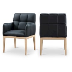 Adrian Black Vegan Leather Dining Arm Chair, Set of 2