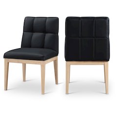Adrian Black Vegan Leather Dining Side Chair, Set of 2