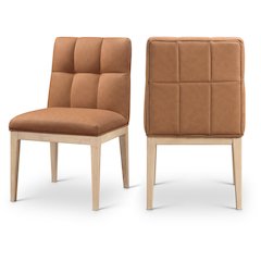 Adrian Cognac Vegan Leather Dining Side Chair, Set of 2