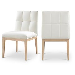 Adrian Cream Vegan Leather Dining Side Chair, Set of 2