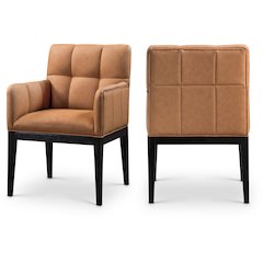 Adrian Cognac Vegan Leather Dining Arm Chair, Set of 2