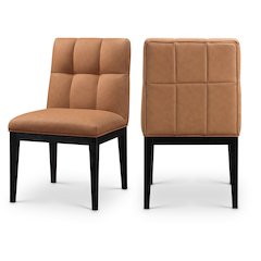Adrian Cognac Vegan Leather Dining Side Chair, Set of 2