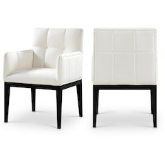 Adrian Cream Vegan Leather Dining Arm Chair, Set of 2