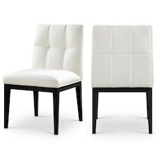 Adrian Cream Vegan Leather Dining Side Chair, Set of 2