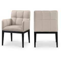 Adrian Taupe Vegan Leather Dining Arm Chair, Set of 2