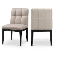 Adrian Taupe Vegan Leather Dining Side Chair, Set of 2
