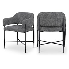Dame Black Fabric Upholstered Dining Chair, Set of 2