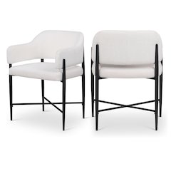 Dame Cream Fabric Upholstered Dining Chair, Set of 2