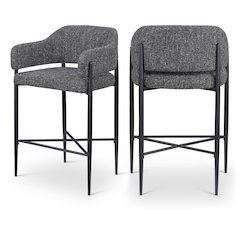 Dame Black Fabric Upholstered Counter Stool, Set of 2