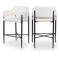 Dame Cream Fabric Upholstered Counter Stool, Set of 2