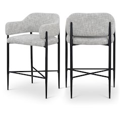 Dame Grey Fabric Upholstered Counter Stool, Set of 2