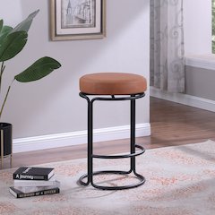 Madison Cognac Vegan Leather Counter Stool, Set of 2