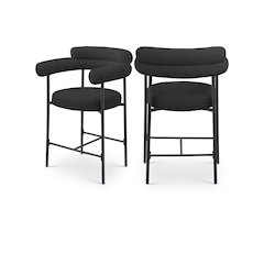 Blake Black Boucle Fabric Counter Stool, Set of 2