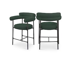 Blake Green Boucle Fabric Counter Stool, Set of 2