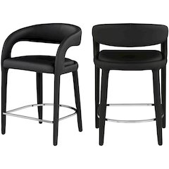 Sylvester Black Vegan Leather Stool