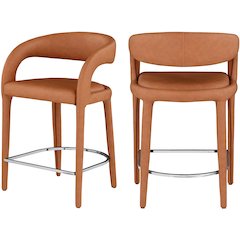 Sylvester Cognac Vegan Leather Stool