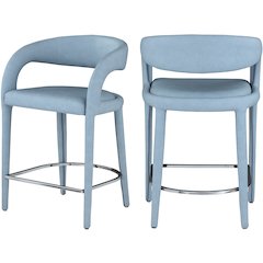 Sylvester Light Blue Vegan Leather Stool