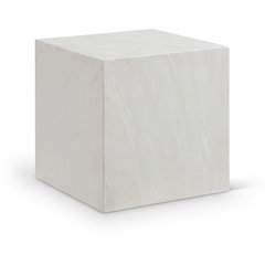 Piazza White Marble Finish Concrete End Table