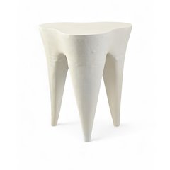 Bourges Cream Aluminum End Table, Cream