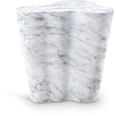 Monza White Marble Finish Concrete End Table