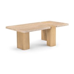 Ravenna Natural Genuine Travertine and Oak Wood Coffee Table
